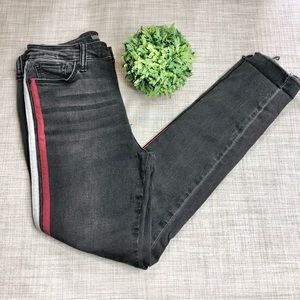 Joes Jeans skinny Jedda color jeans, vertical stripes, raw hem, style LWXJDD5748